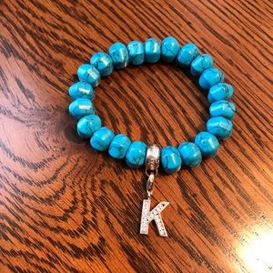 Thomas Sabo turquoise charm bracelet, letter K.